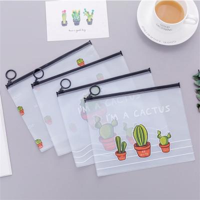 China Office/school paper waterproof small clear pp plastic bags zipper wallet PVCwholesale bag with printing cartoon pattern pencil file bag for sale