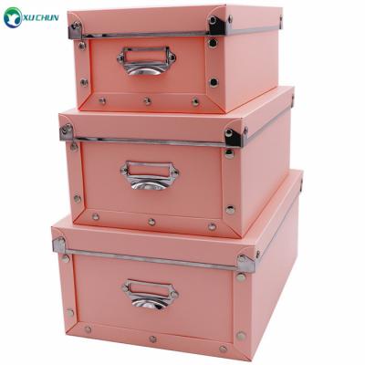 China Portable Foldable PP Plastic Storage Box Combine Storage Shoe Box File Folder Document Case Pink Eco-Friendly for sale