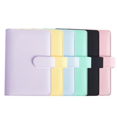 China Creative Color Ring Binder Notebook Notepad Macaron A5 A6 Hand PU Loose Leaf Notebook Cover Leather Notebook for sale