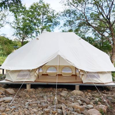 China Diagonal Tie Type Oversized Yurt Glamping Luxury Camping Tents Waterproof Windproof Safari Tent Luxury Canvas Glamping for sale