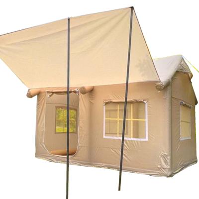 China Diagonal Tying Type Luxury Single Layer Windproof Picnic Field Tent Inflatable Fabric Oxford Style Tent With Conopy for sale