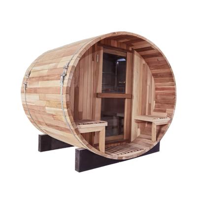 China 2021 New Canadian Pine/Hemlock/Cedar Outdoor Barrel Steam Sauna Traditional Traditional Sauna With Heater Accessories 4-6 Person for sale