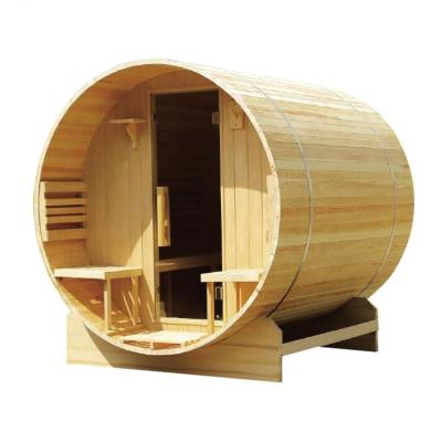 China 2022 Popular Traditional 3-4 Person Barrel Sauna Room With Heater Chamber Outdoor Use Pretty Sauna Harvia Sauna For Family Canadian Pine for sale