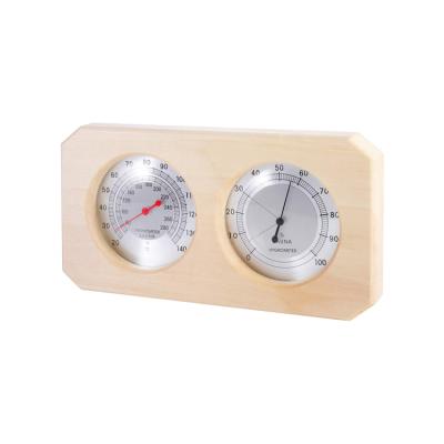 China Traditional Wooden Sauna Hygrothermograph Thermometer 2 in 1 Room Sauna Equipment Sauna Measurement Temperature Humidity Indoor Accessories for sale