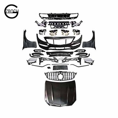 China PP Genuine Car Bumpers For Benz W205 C Class C43 AMG Facelift C63s 1:1 Car Hood Diffuser Rear Tips Grill Bumper Dampers for sale