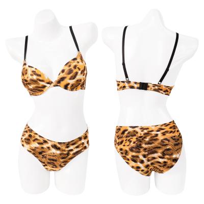 China Wholesale Breathable Female Underwear Set Sexy Leopard Print C Cup Lift Up Big Women Plus Size Women Bra Panties for sale