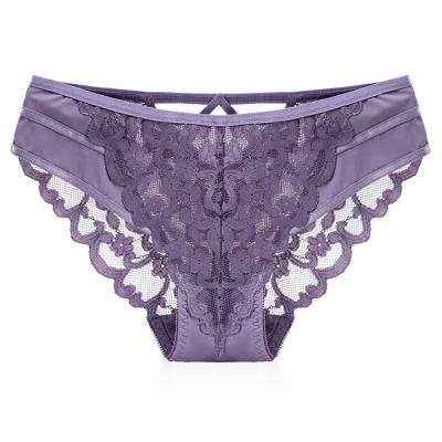 China 2021 Women's Breathable Sexy Panties Lace Panties Mid-waist Nylon Ladies Fashionable Transparent Panties for sale