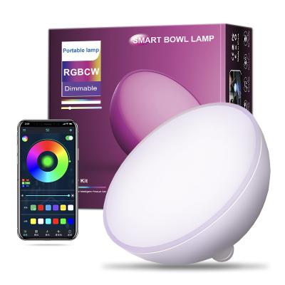 China Modern Bowl Shaped Round Atmosphere RGB Desktop Atmosphere Control Restaurant Music Bedroom Light Night Light Night Light with Bluetooth. for sale