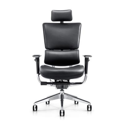 China Black Swivel High Back Executive Ergonomic Leather Office Chairs (Height) Adjustable With Headrest And Lumbar Support For Boss And Manager for sale