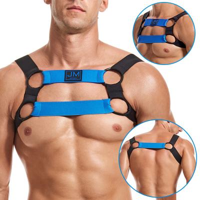 China Men's Punk Neoprene Jockmail Black Neoprene Leather Adjustable Chest Bondage Gear Bondage Gear Harness for sale