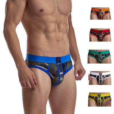 China Anti-Static Mesh Series Breathable Jockmail Lingerie Camouflage Underwear Boxers Shorts Male Boy Briefs for sale