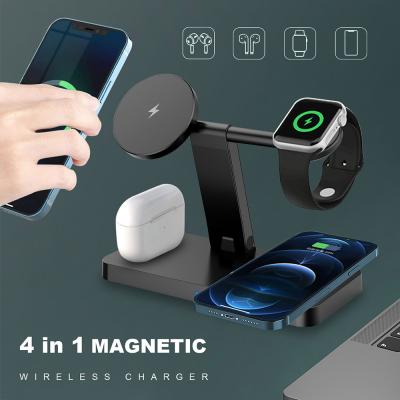 China Qi 3 in 1 Magnetic Fast Wireless Charger for iPhone 13 12 Pro 15W Qi Max Wireless Charging Dock Stand for Apple Watch 7 6 5 Airpods for sale