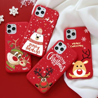 China Anti-drop Cartoon Christmas Phone Case For Phone 12 12pro 12mini 11 7 8 6 6S Plus 13 Deer Case For iPhone XR X Xs 11 pro Max Lovely Back for sale