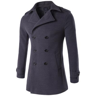 China Reversible Mens Cashmere Cotton Double Breasted Suit Wool Collar Wool Mid Length Ditch Coat for sale