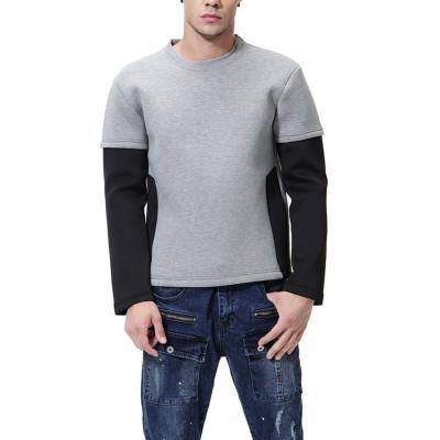 China Men's Breathable Pure Cotton Thickened Cuff Clothes Splice Handle Around Neck Long Sleeve Sweater Warm T-Shirt for sale