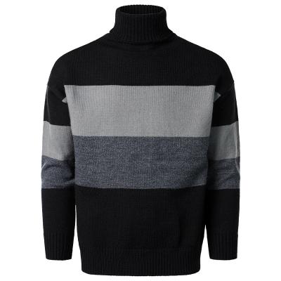 China Men's Winter Loose Breathable Contrast Knitted High Neck Sweater Base for sale