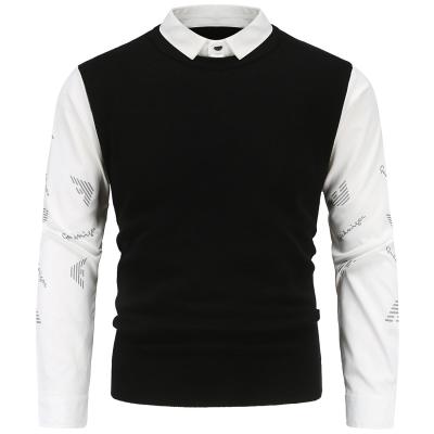 China Breathable Men's Knitted Vest Plus No Ironing Shirt Pure Cotton With Shirt Two Piece Collar Knitted Sweater for sale