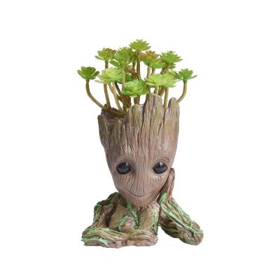 China Wholesale Polyresin Groot Flower Pots Groot Figurine Thick Cute Plant Pots Pen Pot Planter Ceramic Flower Pots Tray for sale