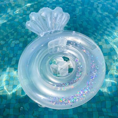 China Transparent Swimming Equipment Baby Shell Float Seat Ring Sequins Swimming Kids Floating Toys Pool Floats Swim Ring for sale