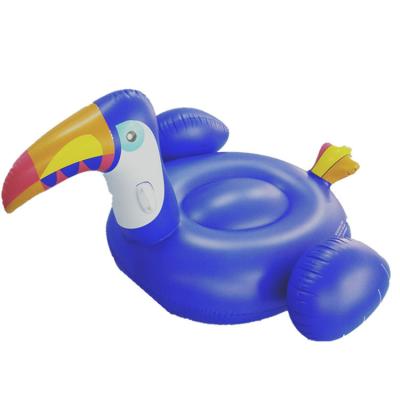 China Eco-friendly Inflatable Adult Blue Toucan Row Toucan Woodpecker Floating Ride On Water Floating Bed for sale