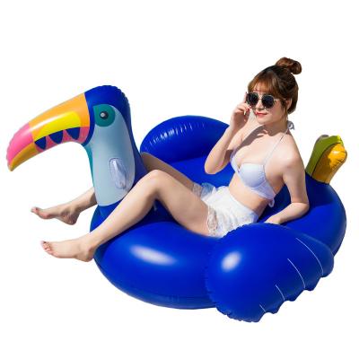 China Eco-friendly Inflatable Adult Blue Toucan HongYue Row Toucan Woodpecker Floating Ride On Water Floating Bed For Water Sport for sale