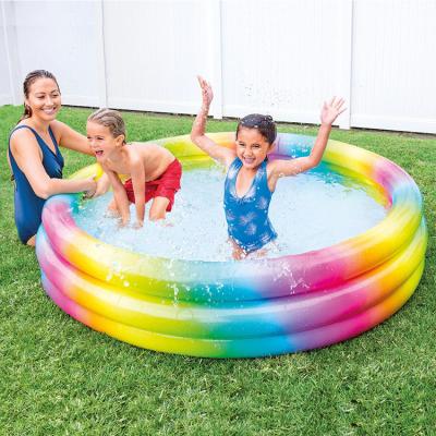 China Durable Kids Inflatable Pool Swimming Durable PVC Sea World Printing Bottom Bubble Blow Up Pool Above Ground Inflatable Pool for sale