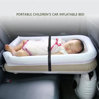 China Wholesale Portable Foldable Children's Inflatable Car Bed Kids Sleep Mat PVC Floating Inflatable Car Mattress For Car Airplane Railway for sale