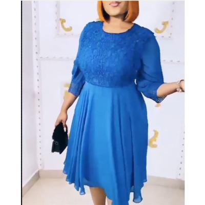 China African Polyester Women Lace Up Casual Jilbab Party Dress Plain Short Sleeve Evening Dress Plain Loose Cocktail Prom Dresses Summer Long Dress for sale