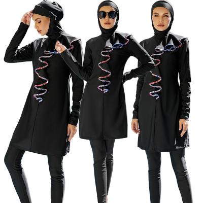 China Full Coverage Modesty Long Sleeve Hijab Swimwear Set 3pcs Women Swimwear Ladies Girls Swimsuit Breathable Beach Wear for sale