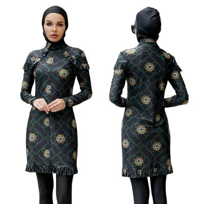 China Middle East Anti-UV Women Long Sleeve Modest Sports Diving Swimwear Burkinis Hijab Islamic Beach Full Coverage Muslim Swimwear for sale