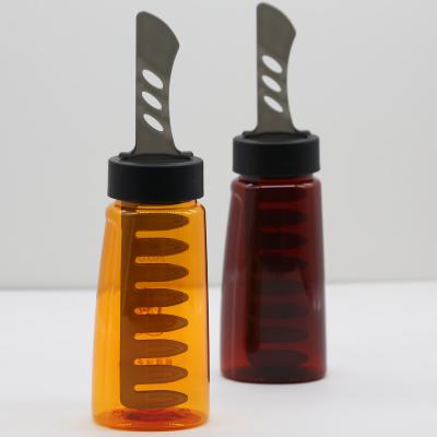 China Personal Care Manufacturer Wholesale 260ml Round Plastic PET Hair Oil Bottle With Comb For Hair Care for sale