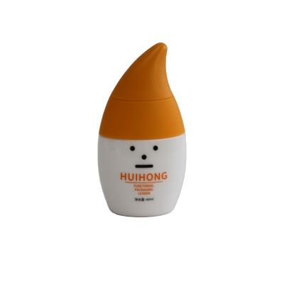 China Household Products Hot Sale 40ml Plastic White Sun Cream Bottle For Cosmetic Lotion Squeeze Packaging Bottle With Orange Screw Lip for sale