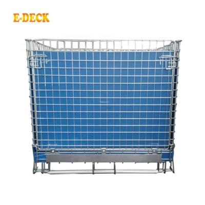 China Steel Wine China Metal Galvanized Folding Storage Wire Mesh Container With Lockable PP Sheet for sale