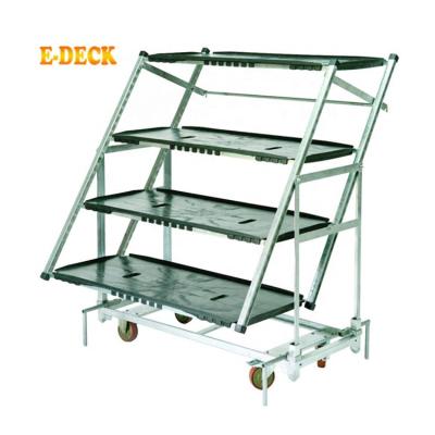 China Quality Professional Metal Garden Flower Plant Nursery Plant Nursery Trolley Steel Transport Storage Trolley with Wheels for sale