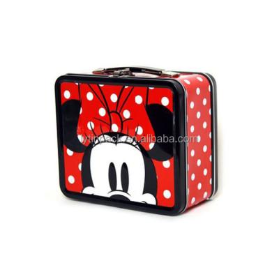 China Package Food Tin Lunch Box With Plastic Handle for sale