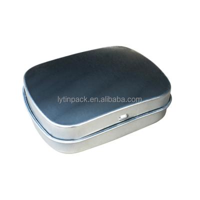 China Small pill tin pill box with hinged lid for sale