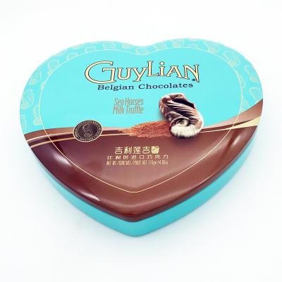 China Food colors chocolate heart shaped tin can for sale