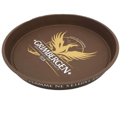 China Metal Anti-Slip Barware Round Tin Metal Serving Tray for sale