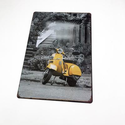 China Europe Roll Edge Rectangle Motorcycles Garage Bar Wall Hanging Tin Sign 20 x 30 cm for sale