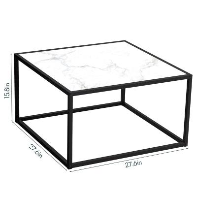 China Popular Contemporary Marble Luxury Glass (Others) Coffee Tables Adjustable For Modern Black Home for sale