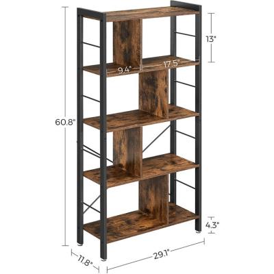 China Metal Frame 5 Shelf Bookshelf Wooden Supermarket Wooden Floor Shelves Supermarket Wooden Floor Shelves for sale