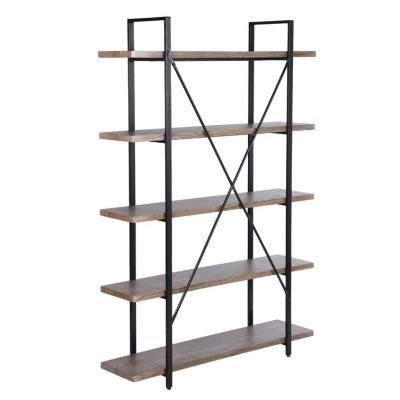 China Metal Frame Display Racks Thick Metal And Wood Shelf Nordic Industrial Restaurant Vintage Book Desk Organizer With Metal Decoration Rack for sale