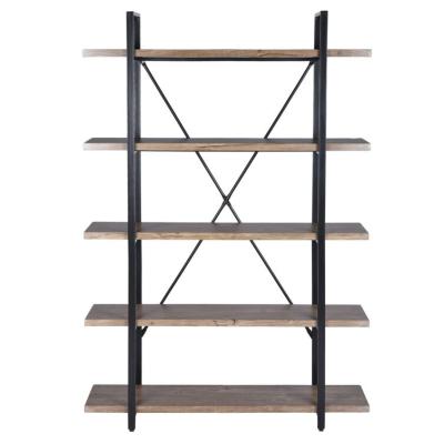 China Metal Frame Bookcase Supermarket Solid 5 Tier Home Metal Iron Shelf Display Support Living Room Steel Wooden Desk for sale