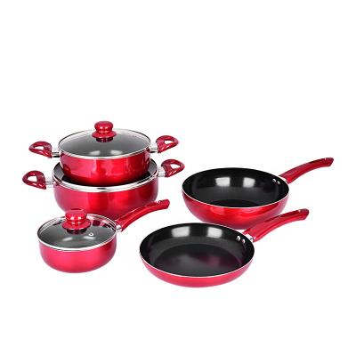 China Sustainable Cooking Cast Iron Aluminum Pan Non Stick Frying Pan And Wok Pan Supplies Cookware With Lid 18 Casserole Sets Pot for sale