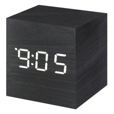 China LUMINOVA L03-0399 Mini Modern Cube Desk Alarm Clock LED Digital Wooden Alarm Clock for sale