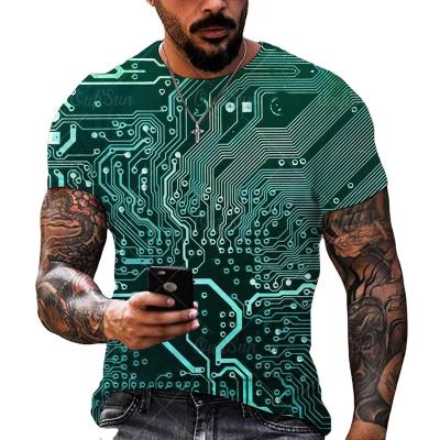 China Anti-wrinkle summer plus size men's short sleeve t-shirt 3D printing trend custom men's pattern short sleeve t-shirt round neck t-shirt for sale