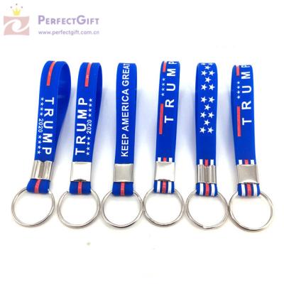 China Custom OEM ODM Voting Trump Wrist Key Chain PVC Leather Key Chain For American for sale