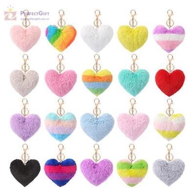 China Popular custom fashionable metal usa heart pom pom key chain for decoration for sale