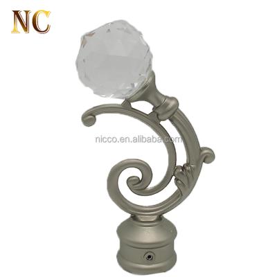 China Modern Shape Eco-friendly Chrome Ball Glass Crystal Curtain Finial Antique Brass Special New Design Eco-friendly for sale