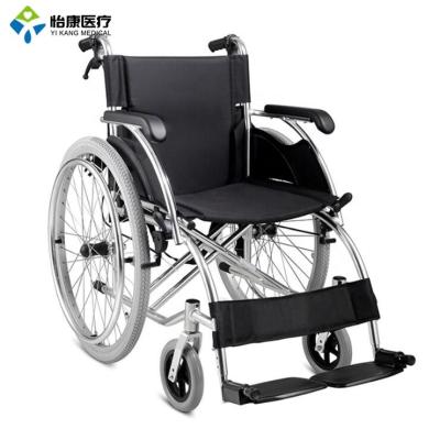 China Luxury Lightweight Folding Black Wheelchair Price With Pneumatic Rear Wheel for sale